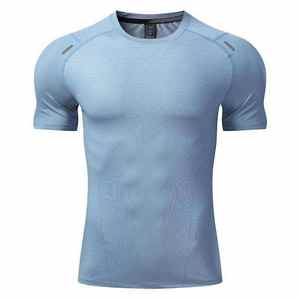 Camiseta Deportiva Casual para Hombre, 88% Poliéster, 12% Elastano, Manga Corta, Cuello Redondo, Diseño Sólido, Camiseta de Compresión, Moldeadora - Product Image 4