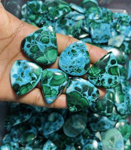 Pierres précieuses brutes de chrysocolle et malachite de qualité supérieure, mélangées, en cabochon, pour la fabrication de bijoux, spécimen minéral. - Product Image 4