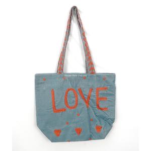 Bolso Tote de Mezclilla con Bordado, Diseño de Carta de Amor, Asa Larga para Hombro, Extra Grande, para Playa, 100% Algodón, Bolso de Compras - Product Image 1