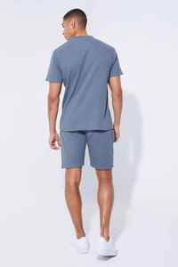 Ensemble de t-shirts à manches courtes pour homme, bleu, col zippé, en coton tricoté, décontracté, pour l'été, couleur unie, respirant - Product Image 5