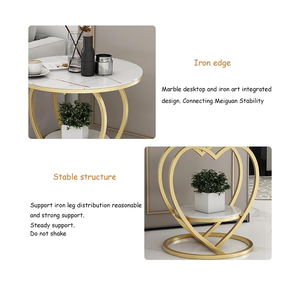 Adjustable Corner <b>Side</b> <b>Table</b> Luxury Furniture Marble Top End <b>Table</b> <b>Gold</b> Plated for Living Room, Hotel, Office factory Sale - Product Image 5