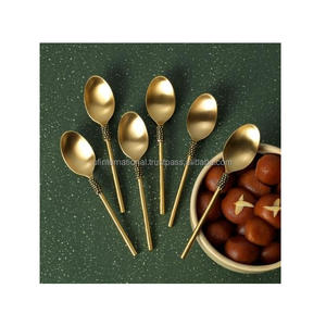 Best Look Brass Spoon <b>for</b> Hear Shape Design Hotel Silverware Gift <b>Box</b> Set Mirrored steel Flatware and Long Handle - Product Image 6