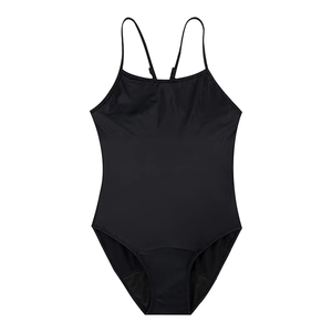 Maillot de bain une pièce noir pour femme, dos croisé, découpes, taille haute, extensible et sans coutures - Product Image 3