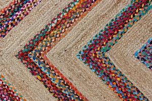 Alfombra de Yute y Algodón Tejida a Mano, Diseño de Diamantes Multicolor, Antideslizante, Ecológica, para Hogar, Viajes, Camping, India - Product Image 2