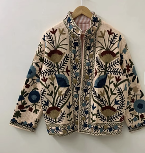 Veste bomber en coton tricoté brodée TNT Suzani pour femme, automne, écologique, coupe-vent, respirante, réversible, coupe classique - Product Image 3