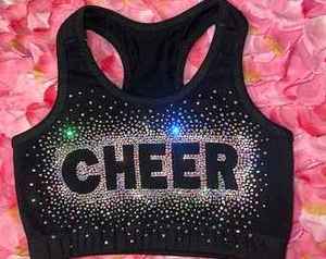 ชุดกีฬาเด็กผู้หญิงประดับเพชรพลอยสำหรับฝึกซ้อมเชียร์ลีดเดอร์ ยี่ห้อ Solid Traders ประกอบด้วยเสื้อชั้นในกีฬาและกางเกงขาสั้น ชุดออกกำลังกายแบบมีกลิตเตอร์สำหรับเต้นเชียร์ลีดเดอร์ - Product Image 6
