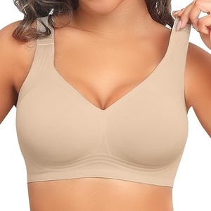 Sujetador deportivo sin costuras para mujer, talla grande, espalda cruzada, copa completa, sin aros, estampado de leopardo, elastano, poliéster, tirantes ajustables, para todas las estaciones - Product Image 4