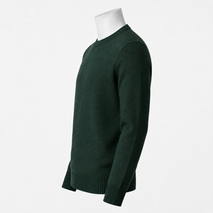 Pull en tricot vert uni pour homme, manches régulières, style automne - Product Image 2
