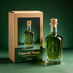 Scatola di Carta Ecologica Personalizzata con Stampa UV per Collezione di Bottiglie di Absinthe Verde Smeraldo Premium - Product Image 2