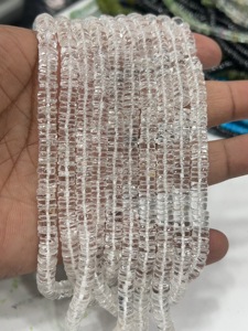 Perles de pierres précieuses de haute qualité pour la fabrication de bijoux, 17 pouces, cristal de quartz naturel du Brésil, facettées, forme Heishi, taille 7-8 mm - Product Image 3