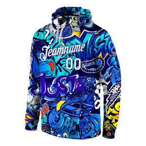Sudadera con Capucha Deportiva Blanca con Patrón de Grafiti Bordado Personalizado, Estilo Urbano, Premium - Product Image 3