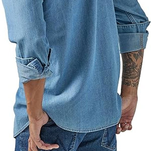<b>Men's</b> Classic Western <b>Denim</b> <b>Shirt</b> with Snap Button Closure Regular Fit for Authentic Vintage Style and Everyday Comfort - Product Image 5