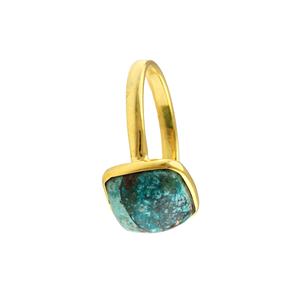 Custom Women's Classic Natural Cushion Cut Chrysocolla Copper 12mm <b>Sterling</b> <b>Silver</b> Eternity Vermeil Finger <b>Ring</b> for Parties - Product Image 5
