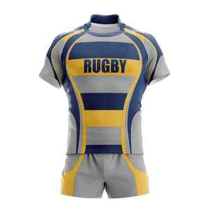Service OEM, ensembles d'uniformes de rugby personnalisés 100% polyester, vente en gros, haute qualité, anti-UV, séchage rapide - Product Image 2