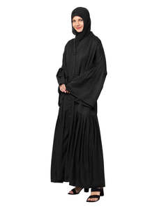 Women's Black Abaya Floor Length Loose Fit Long Sleeve Embroidered Floral Modest Daily Wear Middle East Style Cotton <b>Dress</b> - Product Image 2