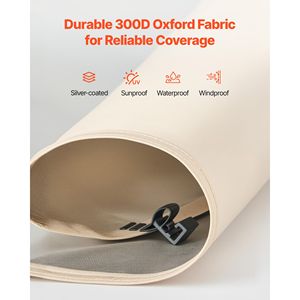 Tenda Parasole 6 x 6 piedi, Copertura in Tessuto Oxford 300D con Rivestimento Argentato per Protezione Solare, Telo Ombreggiante - Product Image 3