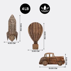 Ganchos de Pared de Madera para Niños, con Diseño de Avión, Coche, Cohete y Globo, Adhesivos Decorativos, Creativos - Product Image 5