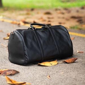 Sac de voyage de luxe en cuir véritable noir résistant à l'eau 30-40L avec fermeture éclair unisexe pour la gym, les voyages, le week-end, décontracté, avec poignée souple - Product Image 6