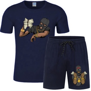 Conjunto de ropa deportiva de verano para hombre, transpirable, antiolor, de secado rápido, 100% algodón, marca personalizada, estampado, camiseta de manga corta, pantalones cortos, Hip Hop - Product Image 3