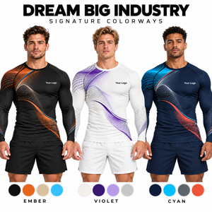 Custom Mens Black Orange Graphic <b>Long</b> <b>Sleeve</b> <b>Compression</b> <b>Shirt</b> Crew Neck Slim Gym Training Rash Guard Athletic Sports Base Layer - Product Image 5