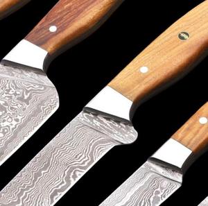 Steel Craft International Hand Forged 5-Piece Damascus Steel Chef <b>Knife</b> <b>Set</b> Wooden Handles <b>Sharp</b> Blades Ambidextrous - Product Image 3