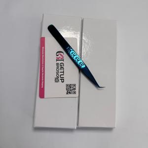 Pinzas para Pestañas de Alta Calidad con Punta Serrada de Acero Inoxidable de 45/90 Grados, Antimagnéticas y Antiestáticas, con Recubrimiento de Plasma Azul - Product Image 2