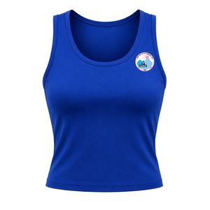 Royal Blue Women's Fitness Tank Top with Jack & Jill Crest Logo Embroidery Sleeveless Crew Neck Gym Training Wear Workout Top - Product Image 1