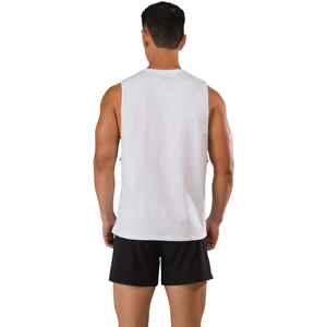 Camiseta sin mangas para hombre, corte ajustado, para gimnasio, entrenamiento, chaleco deportivo ligero, ropa deportiva atlética, color blanco - Product Image 3