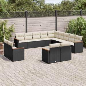 Ensemble de canapés de jardin en rotin noir, meubles d'extérieur réglables, design contemporain, coussins en mousse haute densité - Product Image 3
