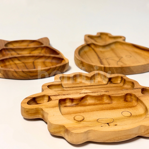OEM Natural Eco Friendly Wooly Dolly Teak Wood <b>Kids</b> Plate Sustainable Food Safe No Paint and Varnish Halal Customized Children - Product Image 6