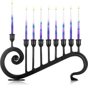 Traditional Handmade Eco-Friendly Judaica Hanukkah Menorah Polished Aluminum 9 <b>Branch</b> Jewish Design Christmas Home Decoration - Product Image 5