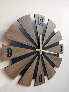 Horloge murale en bois naturel écologique, grande taille, mouvement silencieux, style rustique vintage, décoration d'intérieur pour salon - Product Image 6