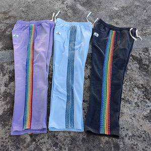 Distress Raw Hem <b>Baggy</b> Rhinestone <b>Jogger</b> Custom Logo Color Sweatpants for Women Classic Loose Fit Adjustable Streetwear Trouser - Product Image 5