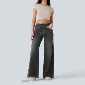 Jeans Rectos de Cintura Media para Mujer, Pantalones de Mezclilla Suave, Transpirables, Cómodos, para Uso Diario, Casuales, Elegantes, Modernos, Simples, Sólidos - Product Image 4