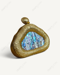 <b>Abalone</b> <b>Shell</b> Clutch Bag | Handmade Gold Seashell Minaudiere | Luxury Bridal Wedding Evening Purse for Women - Product Image 5