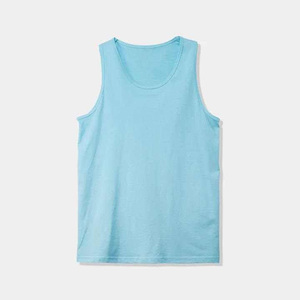 Men's Mint Green Solid Color O-Neck Knitted Sleeveless Tank Top Casual Wear Polyester/Cotton Anti-Pilling - Product Image 3