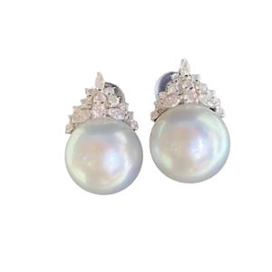 Boucles d'oreilles clous en perles d'eau douce Edison simples et haut de gamme pour femmes, 10-11 mm, argent S925 avec une forte luminosité, légères imperfections - Product Image 5