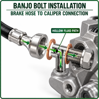 Vis de banjo pour moto sur mesure, vis creuse pour tuyau de frein avec rondelles d'étanchéité, raccord hydraulique personnalisé OEM