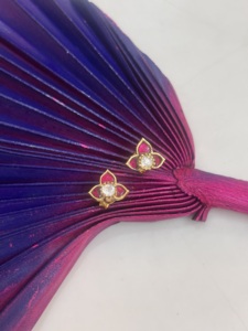 Floral <b>Stud</b> <b>Earrings</b> <b>Silver</b> Gold Plated Women Vintage Gift Everyday Wear Indian Wedding <b>Earring</b> - Product Image 5