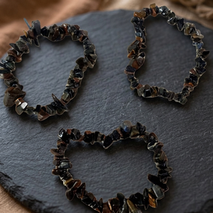 Natural Tiger Eye Chips <b>Bracelet</b> Crystal Stone Beaded Stretch <b>Bracelet</b> <b>Healing</b> Gemstone Jewelry for Men Women - Product Image 1