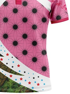 Polo à manches courtes rose Corex pour sublimation, imprimé papillon et étoiles, séchage rapide, en polyester, pour sport décontracté - Product Image 5