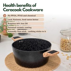 Modern Round Non-Stick Casserole <b>Pot</b> With Glass <b>Lid</b> Wood Handles Enamel Coating For Gas And Induction Cooker - Product Image 5