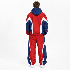 Custom Embroidered Logo Men Hooded <b>Windbreaker</b> Jacket Baggy Nylon Pants Hiking Camping Oversized Hooded Zipper Tracksuit Set - Product Image 4