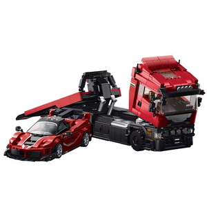 Kit de Construcción de Camión con Remolque 95002 MOC, Bloques de Construcción de Modelos de Autos y Camiones Deportivos 2 en 1, Adornos de Escritorio, Juguetes Educativos para Niños - Product Image 1