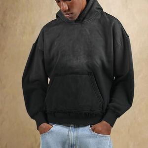 Sweat à capuche zippé personnalisé de luxe, brodé, style streetwear, en molleton uni, vintage, oversize, délavé à l'acide, effet soleil et usé - Product Image 1