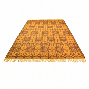 Alfombra DECORDEC Personalizada de Lana Marrón Mostaza con Diseño Geométrico, Tejido Plano, Antideslizante, Ecológica, con Flecos para Hotel/Villa - Product Image 2