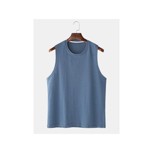 Men's <b>Black</b> Sleeveless Knitted <b>Tank</b> <b>Top</b> O-Neck Regular Fit Solid Color Casual Style T-Shirts Oversized Men's Women's - Product Image 2