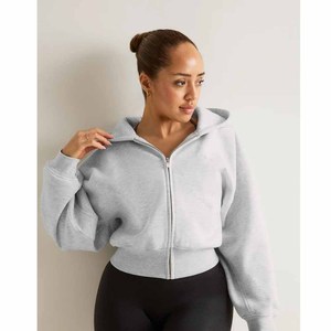 Hoodie décontracté blanc uni à fermeture éclair pour femme, anti-plis, délavé à l'acide, idéal printemps-automne – Meilleure vente - Product Image 4