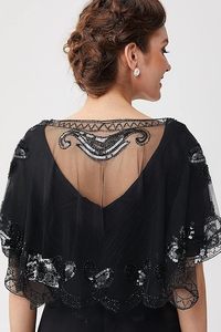 Capes For Women Stylish, Sequin Beaded black Shawl for Women Wraps, Versatile <b>Cover</b>-<b>Up</b> for <b>Weddings</b> and Events - Product Image 3