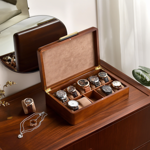 Caja de Madera Maciza para 10 Relojes con Cojines, Organizador de Joyas para Anillos y Collares - Product Image 2
